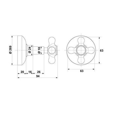 Hafele Ankastre Stop Valf Klassis 20 mm Mat Siyah