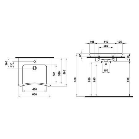 Hafele Senza Banyo Lavabosu 650x560 mm Parlak Beyaz