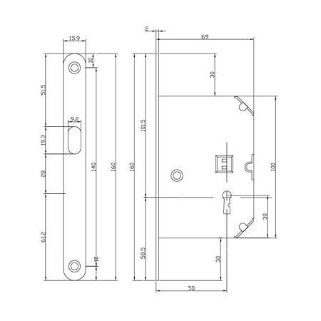 Hafele H50.04 Kayar Kapı Kilidi WC Parlak Pirinç 50/16mm