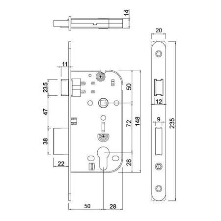 HAFELE H50.03 Çarpma Kilit PC Mat Siyah 50/20mm