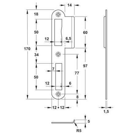 HAFELE Kilit karşılık uzun düz p.çelik mat 304 sağ