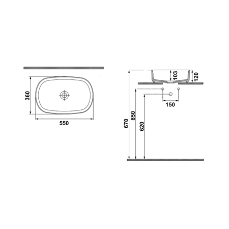 Hafele MILAGRO O Lavabo,parlak beyaz,550x360mm