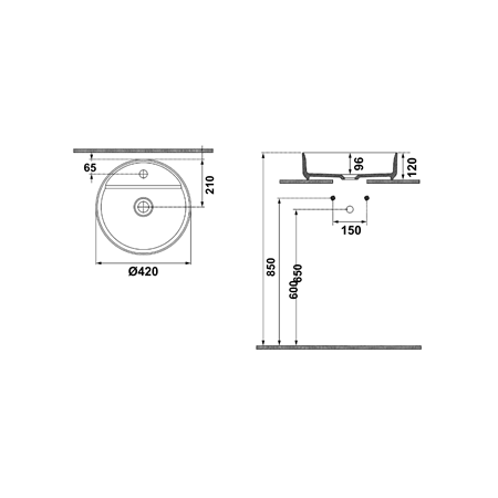 Hafele MILAGRO RB Lavabo,parlak beyaz,420mm