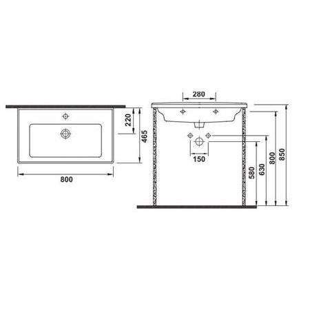 Hafele LEONIS 80 Lavabo,parlak beyaz,800x465
