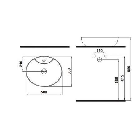 Hafele LOTUS OB Lavabo,parlak beyaz,500x420mm