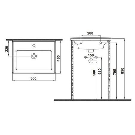 Hafele LEONIS 60 Lavabo,parlak beyaz,600x465