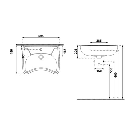 VITALEASE II Lavabo,parlak beyaz,595x456