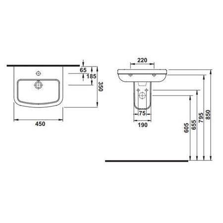 Hafele GLOW Lavabo,parlak beyaz,450x350mm