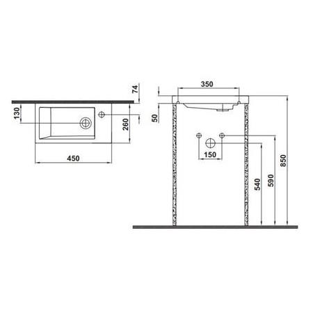 Hafele MINIMAL Lavabo,parlak beyaz,455x260mm