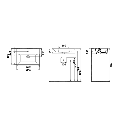Hafele REGINA 60 Lavabo,parlak beyaz,600x420mm