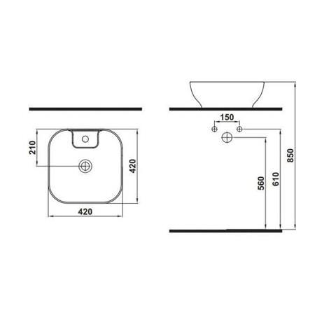Hafele LOTUS SB Lavabo,parlak beyaz,420x420mm