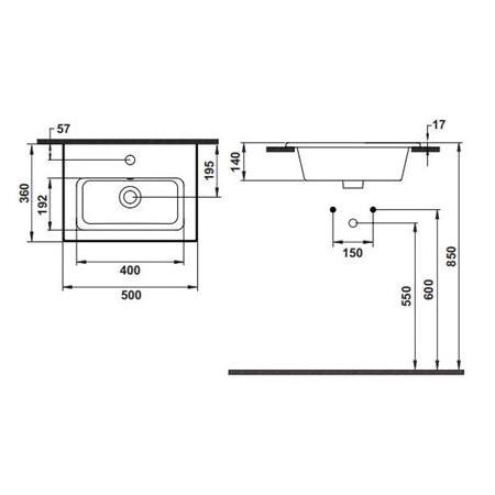 Hafele SIGMA 50 Lavabo,parlak beyaz,500x360mm