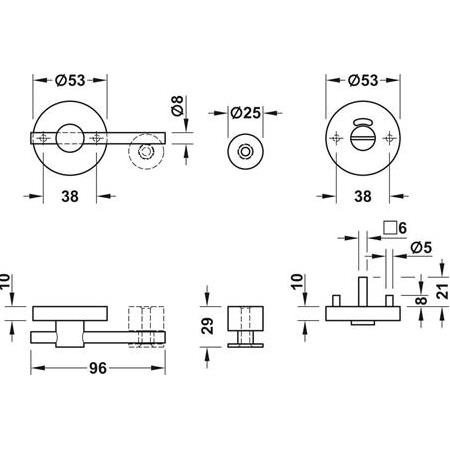Hafele Kapı mandalı paslanmaz çelik mat 53x10mm