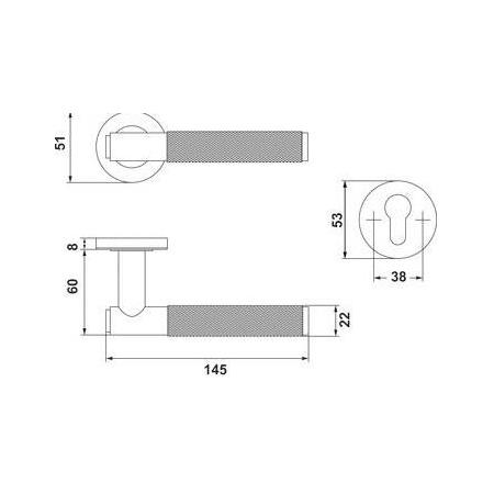 Hafele Verona II Kapı Kolu Seti Oda Mat Siyah
