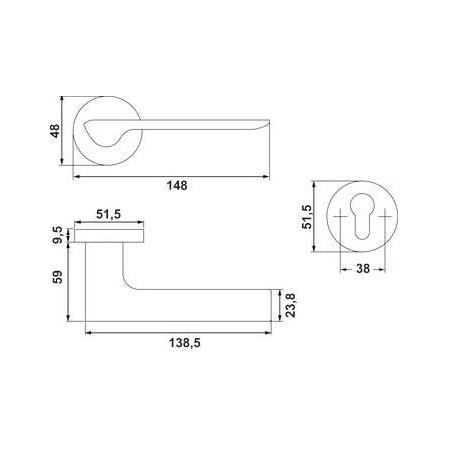 Hafele Riva Kapı Kolu Seti WC Mat Nikel