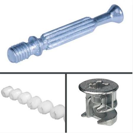 Hafele Minifix Set Ham Gövde, Galvaniz Mil 12mm, Naylon Dübel 13mm (100 Set)