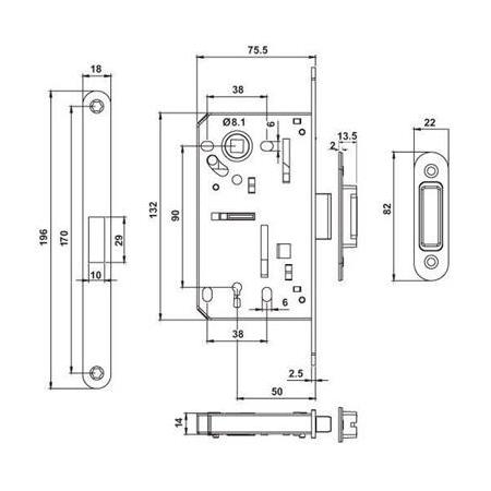 Hafele H50.06 Manyetik Kilit CB M.Nikel 50/18mm