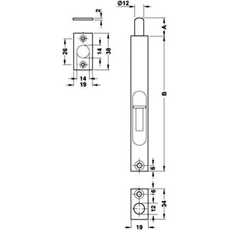 Hafele Bolt 01 Sürgü Sürerek 19x151 mm Mat P. Çelik Renkli