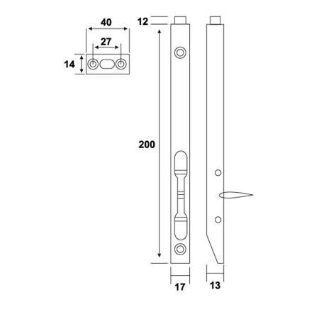 Hafele Bolt 02 Sürgü Mandallı Antik bronz 17x200mm