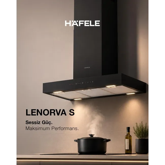 Hafele Lenorva S Davlumbaz Siyah 90cm