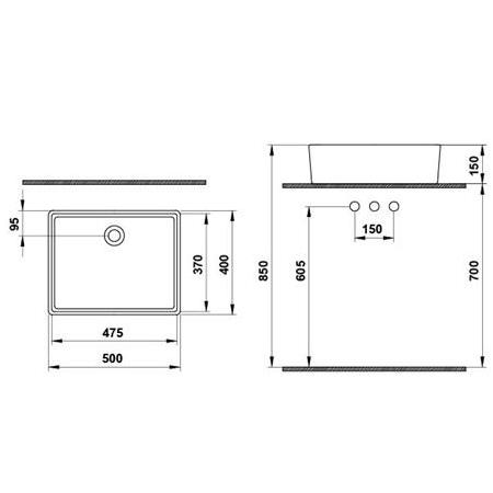 Hafele Dora Banyo Lavabosu Parlak Beyaz 500x400 mm