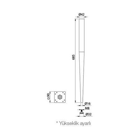 HAFELE TOSE Sehpa ayağı ahşap siyah 42-16x410mm