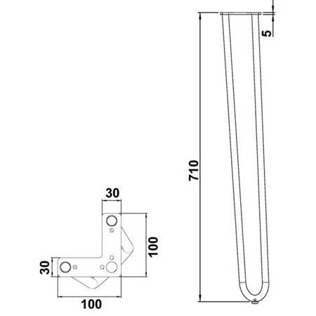 HAFELE VITA Masa Ayağı, siyah 710mm