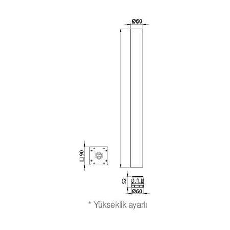 HAFELE OTTO Masa ayağı ahşap mat krom 60x710mm