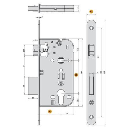 HAFELE Yat Karavan H50.07 Özel Dilli Kilit WC Paslanmaz Çelik Mat .50/20mm