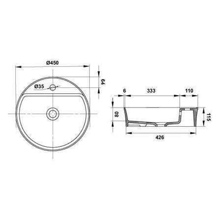 Hafele Bonita RB Banyo Lavabosu Parlak Beyaz 450x115 mm