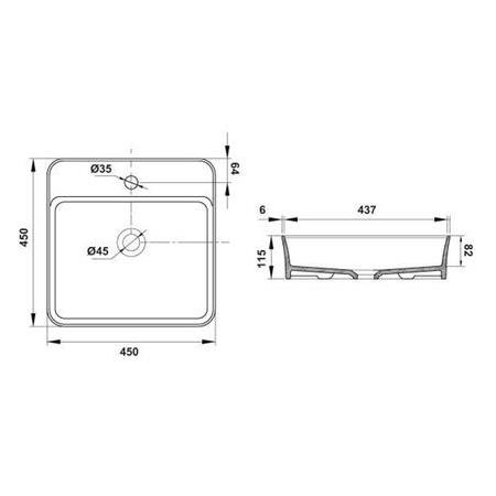 Hafele Bonita SB Banyo Lavabosu Mat Gri 450x450 mm