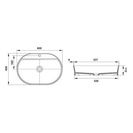 Hafele Bonita OB Banyo Lavabosu Parlak Beyaz 600x450 mm